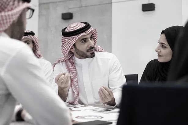 Company presentation being read by investors.