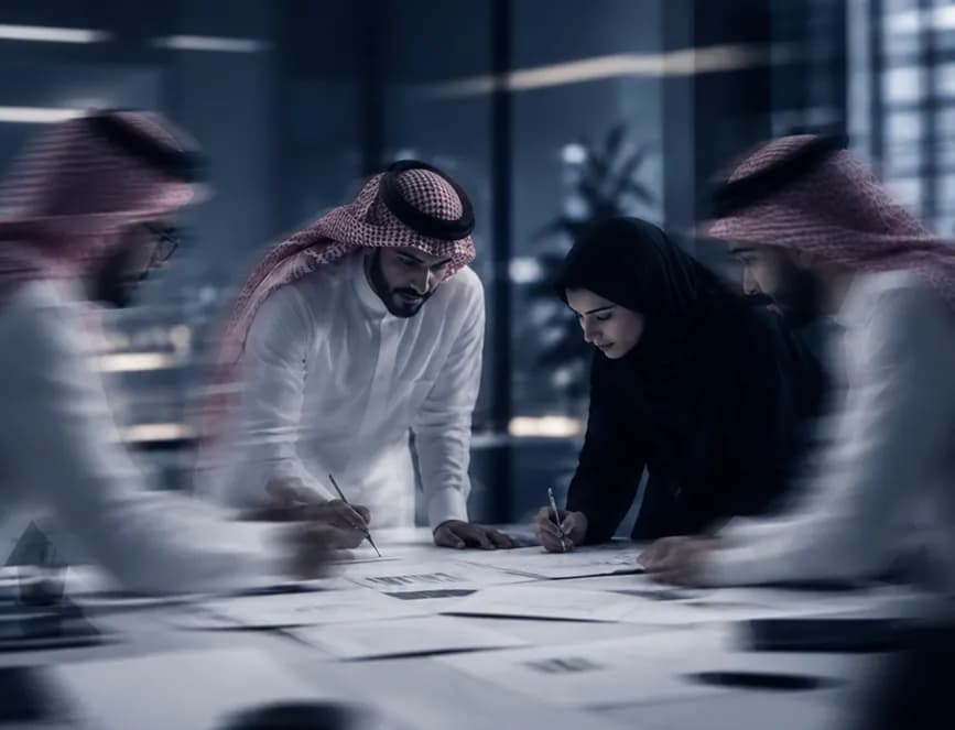 Investor relations team preparing an announcement.