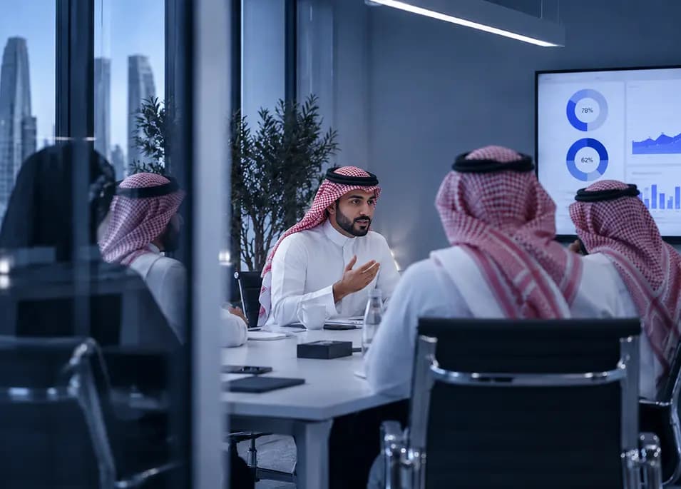 Fund managers reviewing a position.